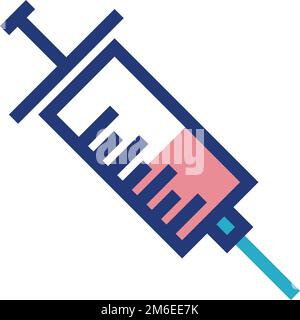 Spritzen-Symbol. Farbsymbol des Impfstoffes. Medizinische Aufnahme Stock Vektor