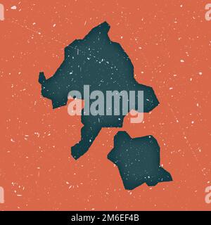 Auch bekannt als Insel-Karte im Vintage-Stil. Grunge-Map mit Used-Textur. Auch bekannt als Insel-Poster. Vektordarstellung. Stock Vektor