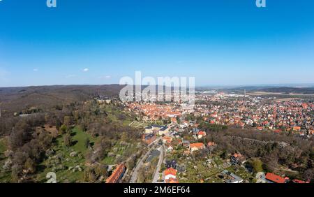 Luftbildaufnahmen Blankenburg Harz Stockfoto