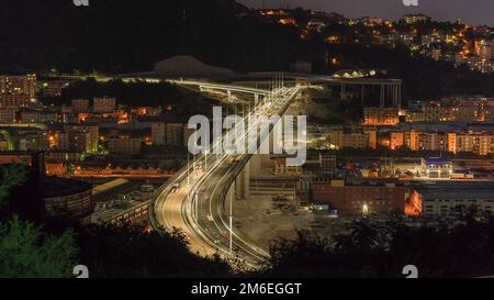 Die neue San Giorgio Brücke in Genua, Italien. Stockfoto