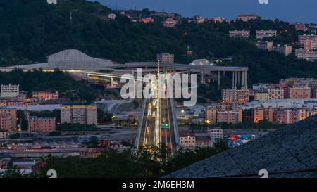 Die neue San Giorgio Brücke in Genua, Italien. Stockfoto