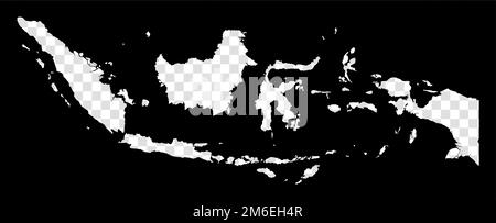 Schablonenkarte Indonesiens. Einfache und minimal transparente Karte Indonesiens. Schwarzes Rechteck mit ländlicher Form. Kühle Vektordarstellung. Stock Vektor