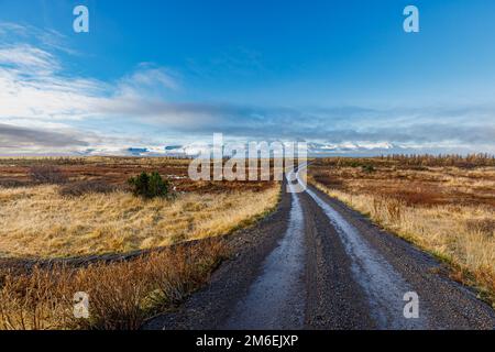 Herbstlandschaft rund um Husavik in Nordisland Stockfoto