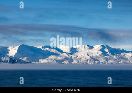 Herbstlandschaft rund um Husavik in Nordisland Stockfoto