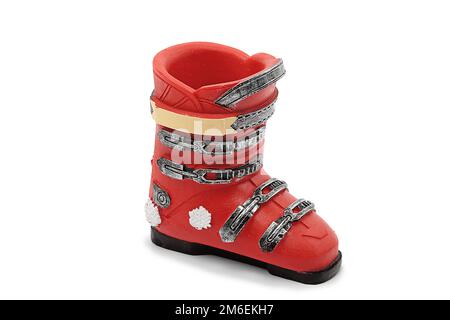 Stifthalter in verschiedenen Formen. Stifthalter in Form eines Skischuhls Stockfoto