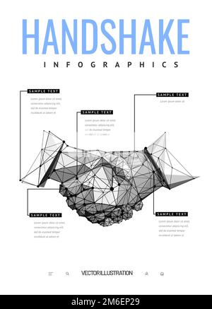 Infografik für Unternehmen Konzept für kreativen Handschlag und geschäftliche Teamarbeit Stock Vektor