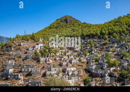 Verlassene Dorf Kayakoy, Geisterstadt in der Nähe von Fethiye, Türkei Stockfoto