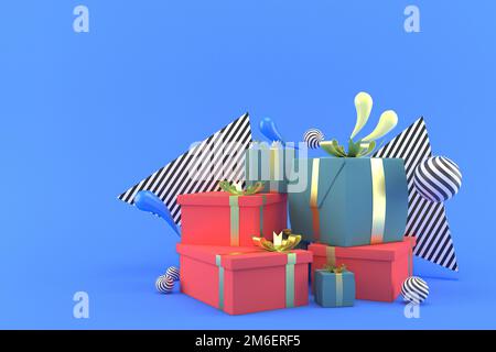 3d-Illustration der Geschenkbox für das neue Jahr Feiertage und Weihnachten Stockfoto