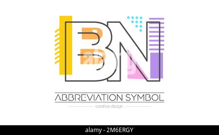 Die Buchstaben B und N. Zusammenführung zweier Buchstaben. Initialen Logo oder Abkürzung. Vektordarstellung für kreatives Design und kreative Ideen. Flacher Stil. Stock Vektor