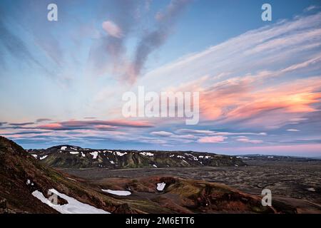 Auf der linken Seite von Lakagigar bei Sonnenuntergang, Island Stockfoto