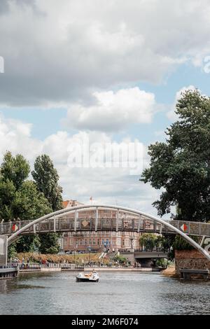 12.07.2020. Bydgoszcz. Polen. Eine Reise nach Bydgoszcz. Europäische Stadtarchitektur. Altstadt in Polen. Stockfoto