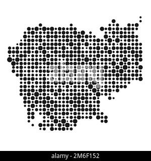 Kambodschanische Kartensilhouette verpixelt abgeleitete Musterdarstellung Stock Vektor