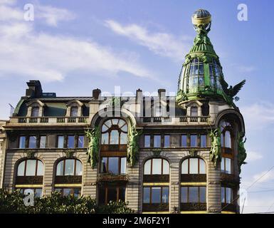 Haus der Firmensängerin, Buchhaus, Gebäude in St. Petersburg. Stockfoto