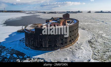 Pestfort im Winter, Blick von oben auf eine alte Festung. Stockfoto