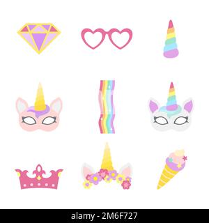 Niedliches Einhorn Foto Stand Party Requisiten Vektor Stock Vektor