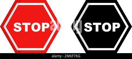 STOPPSCHILD eingestellt. Straßenschild. Warnschild. Bearbeitbarer Vektor. Stock Vektor