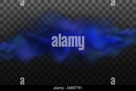 Bewölkter Himmel oder Smog über der Stadt. Blaue Vektorwolke, Nebel oder Rauch auf dunklem karierten Hintergrund.Vektordarstellung. Stock Vektor