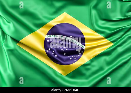 Rüschen-Flagge Brasiliens. 3D-Rendering Stockfoto