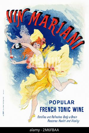 Vin Mariani. Beliebter französischer Tonic-Wein von Jules Chéret (1836-1932). Poster wurde 1894 in Frankreich veröffentlicht. Stockfoto