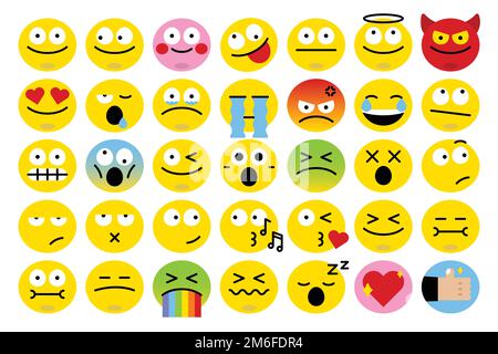 Emoticon Mimik Kollektion Vektor Stock Vektor