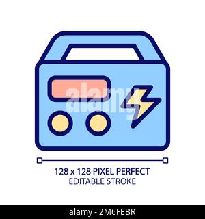 Tragbares Kraftwerk Pixel Perfect RGB-Farbsymbol Stock Vektor