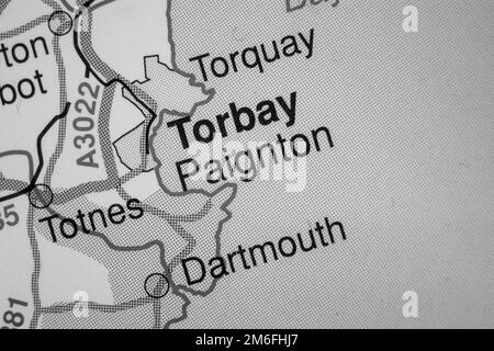 Paignton, Vereinigtes Königreich, Atlas Karte Name der Stadt - schwarz-weiß Stockfoto