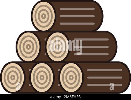 Symbol für gestapeltes Kaminholz. Protokolle. Holz. Bearbeitbarer Vektor. Stock Vektor