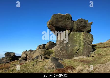 Erosion an den Mühlsteingrit Bridestones Stockfoto