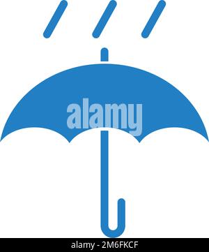 Regenschirm- und Regensymbol. Regentag. Wetter. Bearbeitbarer Vektor. Stock Vektor