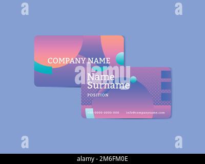 Bläulich geometrisch abstrakt gemusterter Visitenkartenvorlage Vektor Stock Vektor