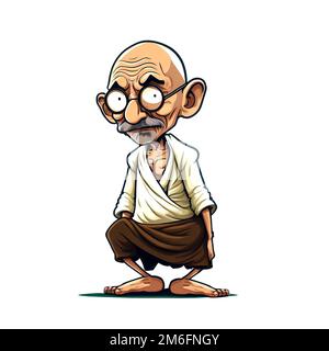 Mohandas Karamchand Gandhi im Cartoon-Charakter - Karikatur Stockfoto