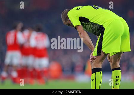 Joey van den Berg of Reading reagiert, nachdem seine Seite 2-0 abgesunken ist – Arsenal gegen Reading, EFL Football League Cup vierte Runde, Emirates Stadium, London – 25. Oktober 2016. Stockfoto