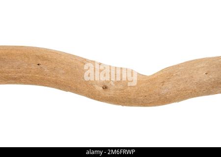 Teil aus Treibholz isoliert auf weißem Hintergrund. Stockfoto