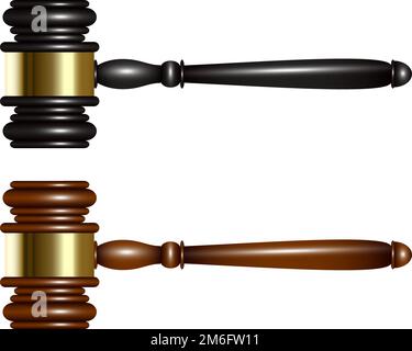 Hölzerner Richter oder Auktionshammer. Stock Vektor