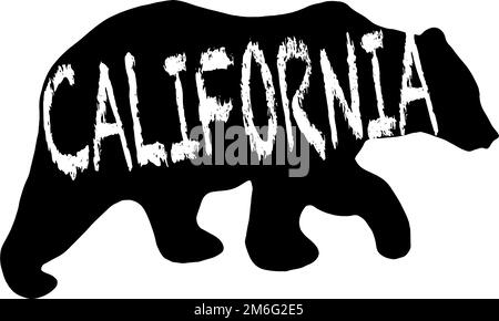Silhouette eines Bärenprofils mit dem Wort California drauf Stock Vektor