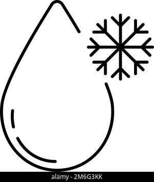 Wassertröpfchen und Schneeflockensymbol. Gefriertemperatur und Winter. Bearbeitbarer Vektor. Stock Vektor