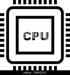 CPU-Symbol. Prozessorsymbol. Bearbeitbarer Vektor. Stock Vektor