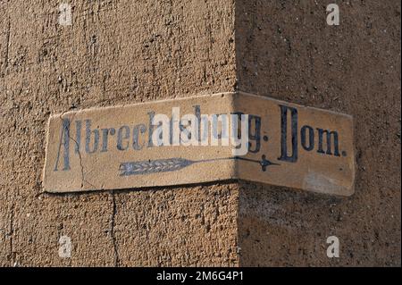 Schild Albrechtsburger Kathedrale Stockfoto