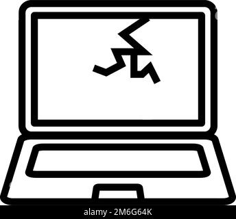 Symbol für beschädigten Laptop. Beschädigter Computer. Bearbeitbarer Vektor. Stock Vektor