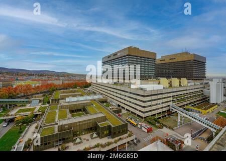 Wien, AKH Allgemeines Krankenhaus. Blick von oben Stockfoto