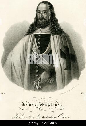 Europa, Deutschland, ( Ostpreußen, Mohrungen, heute : Polen, Ermland - Masuren, Morag , Heinrich von Plauen, Hochmeister des Deutschen Ordens, Lithographie aus dem Buch : " Sachsen - Museum für sächsische Vaterlandskunde " , Lithographie von F. A. Zimmermann, um 1840 / Europa, Deutschland, ( Ostpreußen, Mohrungen, heute : Polen, Ermland-Masuren, Morag? ), Heinrich von Plauen, Großmeister des teutonischen Ordens, Lithographie aus dem Buch " Sachsen - Museum für das sächsische Vaterland ", Lithographie von F. A. Zimmermann, um 1840 . Stockfoto