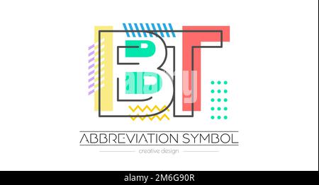 Buchstaben B und T. Zusammenführung zweier Buchstaben. Initialen Logo oder Abkürzung. Vektordarstellung für kreatives Design und kreative Ideen. Flacher Stil. Stock Vektor