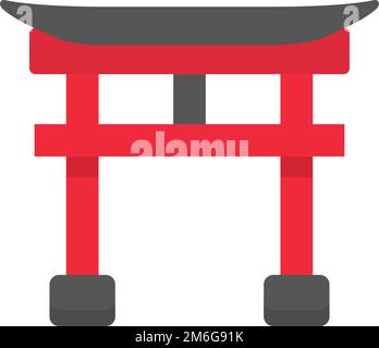 Torii-Symbol. Torii-Tor. Shinto-Schrein. Bearbeitbarer Vektor. Stock Vektor