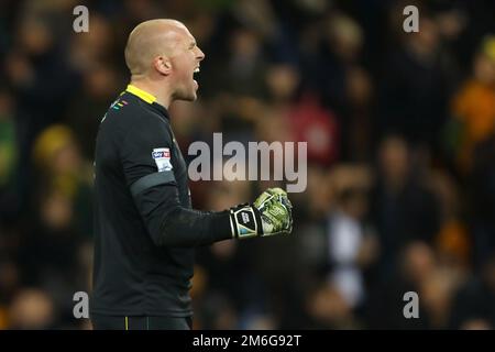 John Ruddy aus Norwich City feiert nach dem Sieg über Brentford – Norwich City gegen Brentford im Jahr 5-0, Sky Bet Championship, Carrow Road, Norwich – 3. Dezember 2016. Stockfoto