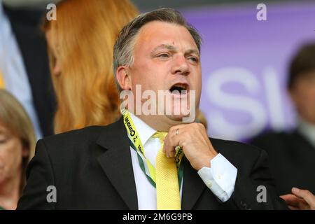 Vorsitzender von Norwich City, Ed Balls - Norwich City gegen Cardiff City, Sky Bet Championship, Carrow Road, Norwich - 10. September 2016. Stockfoto