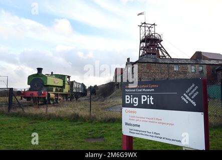 Big Pit Blaenavon in Torfaen, Wales, Großbritannien das Big Pit National Coal Museum (Walisisch: Pwll Mawr Amgueddfa Lofaol Cymru) ist ein Museum zum industriellen Erbe in Bla Stockfoto