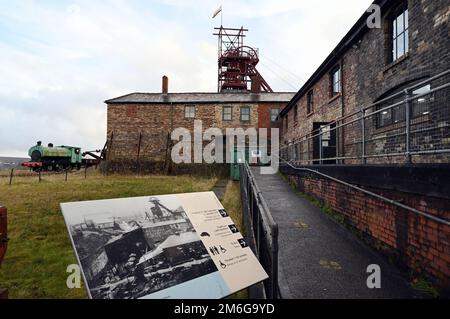 Big Pit Blaenavon in Torfaen, Wales, Großbritannien das Big Pit National Coal Museum (Walisisch: Pwll Mawr Amgueddfa Lofaol Cymru) ist ein Museum zum industriellen Erbe in Bla Stockfoto