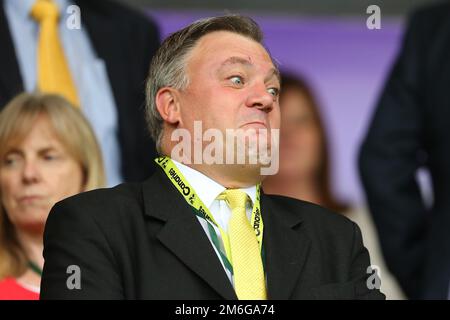 Vorsitzender von Norwich City, Ed Balls - Norwich City gegen Cardiff City, Sky Bet Championship, Carrow Road, Norwich - 10. September 2016. Stockfoto