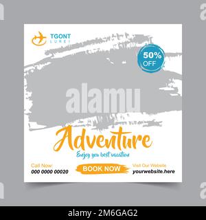 Postvorlage für Reisen in sozialen Medien. Stock Vektor