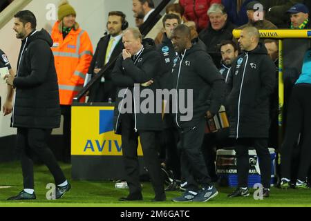 Der Manager von Derby County, Steve McClaren, sieht die Niederlage gegen Norwich City - Norwich City gegen Derby County 3-0, Sky Bet Championship, Carrow Road, Norwich, 2. Januar 2017. Stockfoto